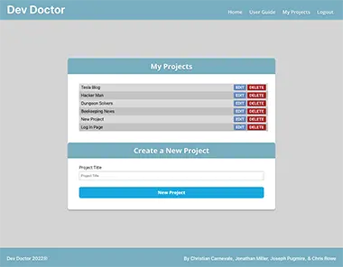 Second screenshot of the Dev Doctorproject.